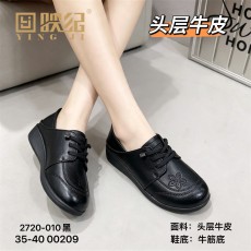 2720-010黑色   舒适休闲头层牛皮女单鞋